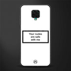 your nudes are safe with me white glass case for redmi note 9 pro image