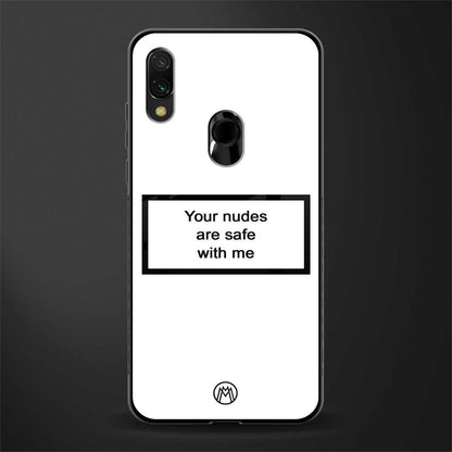 your nudes are safe with me white glass case for redmi y3 image