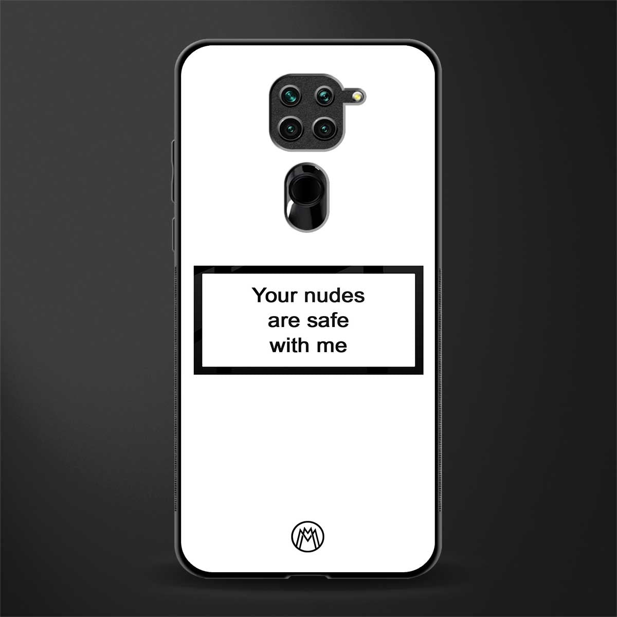 your nudes are safe with me white glass case for redmi note 9 image