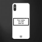 your nudes are safe with me white glass case for redmi 9a image