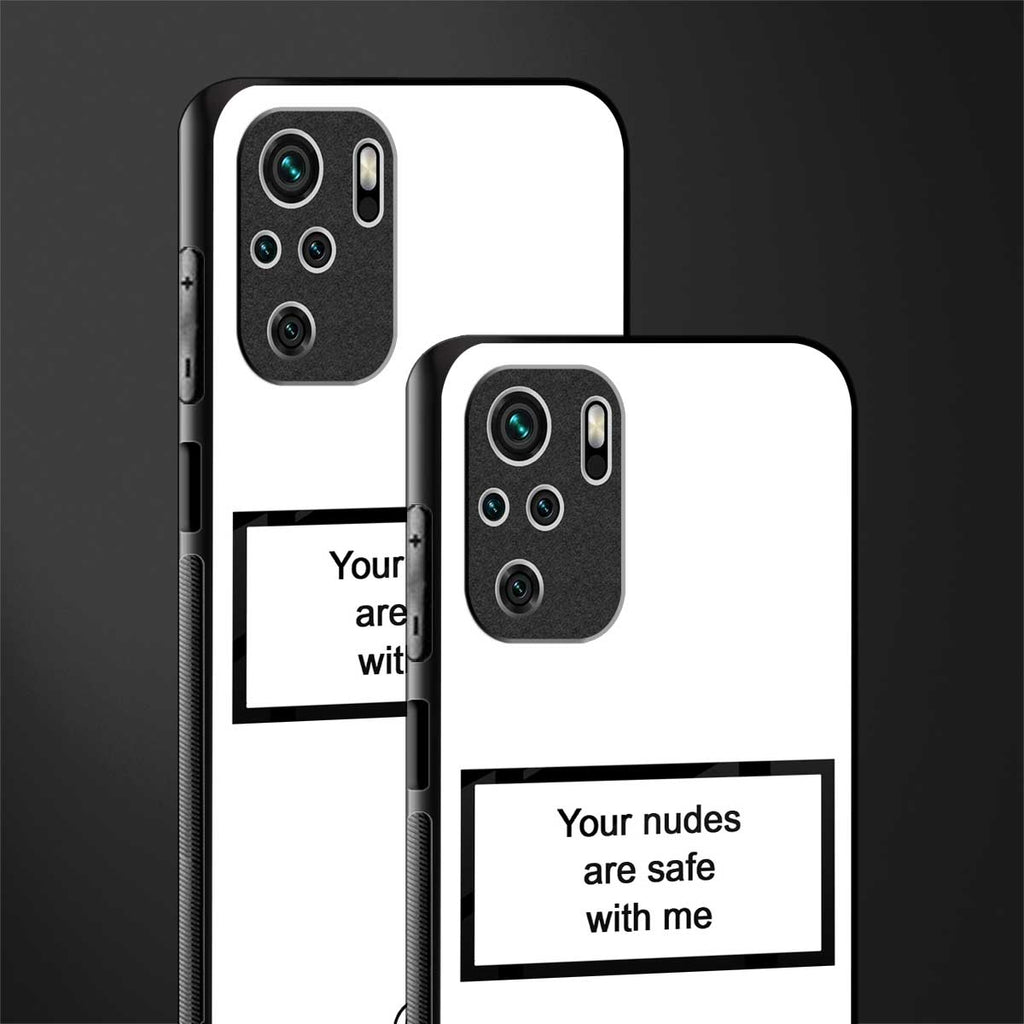 your nudes are safe with me white glass case for redmi note 10 image-2