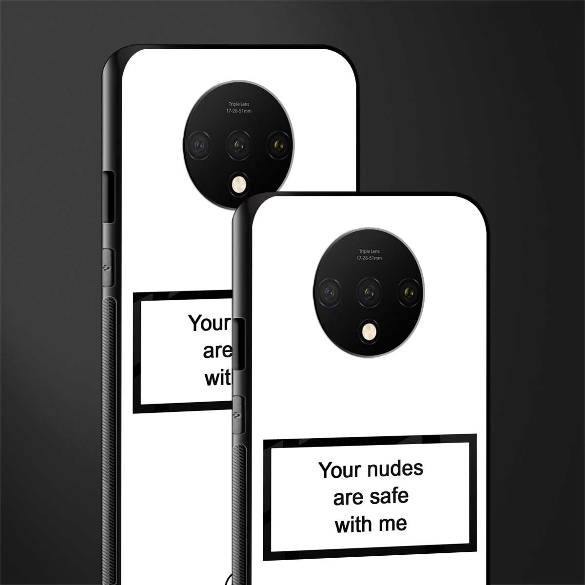 your nudes are safe with me white glass case for oneplus 7t image-2